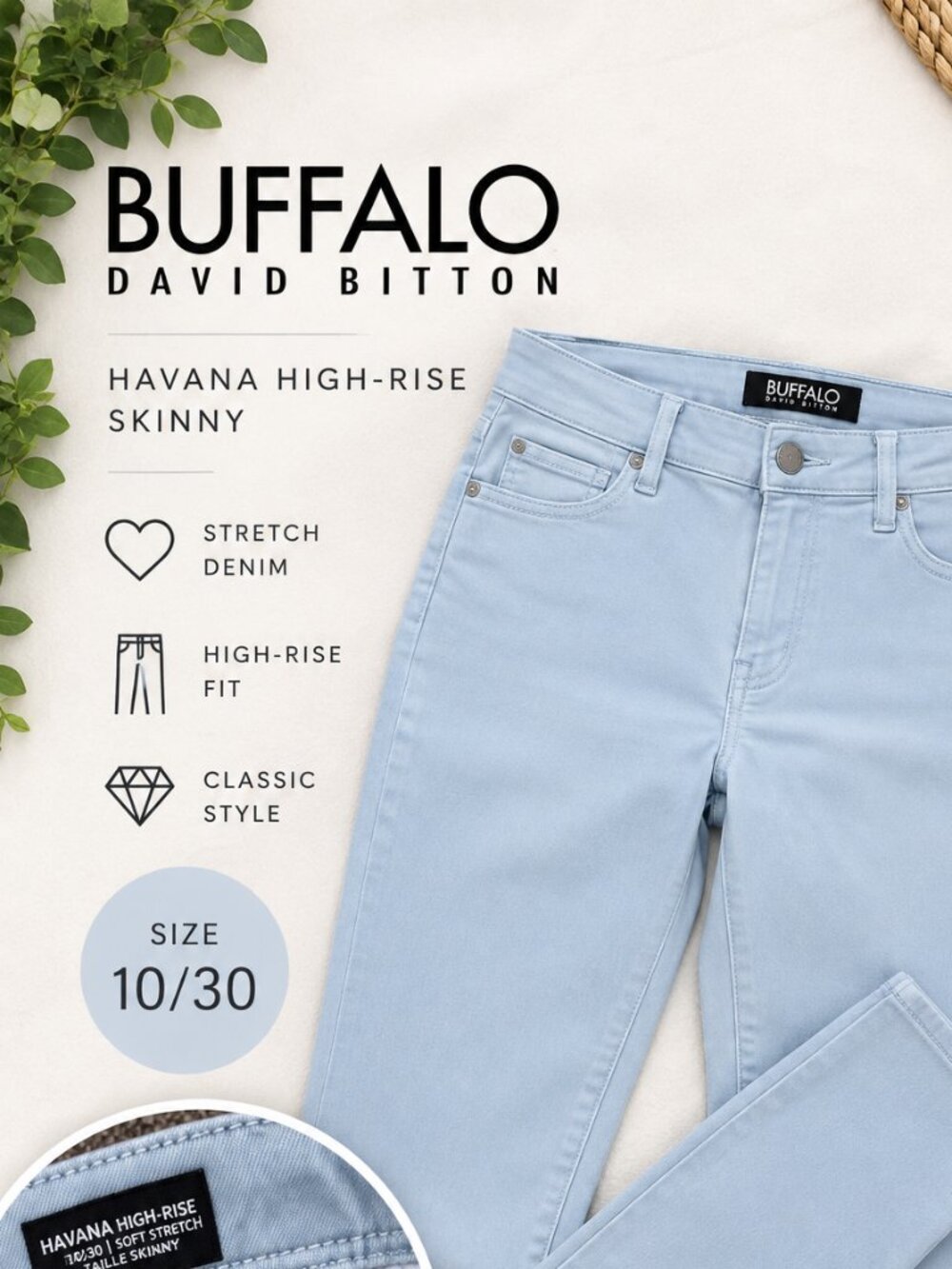 Buffalo David Bitton "Havana" High-Rise Soft Stretch Ankle Skinny Jeans